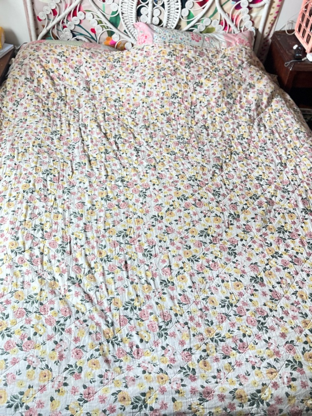 Vintage Floral Quilt Cottagecore Cotton Bedspread Full Twin